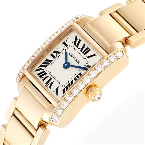 cartier tank with diamonds|cartier 18k gold tank watch.